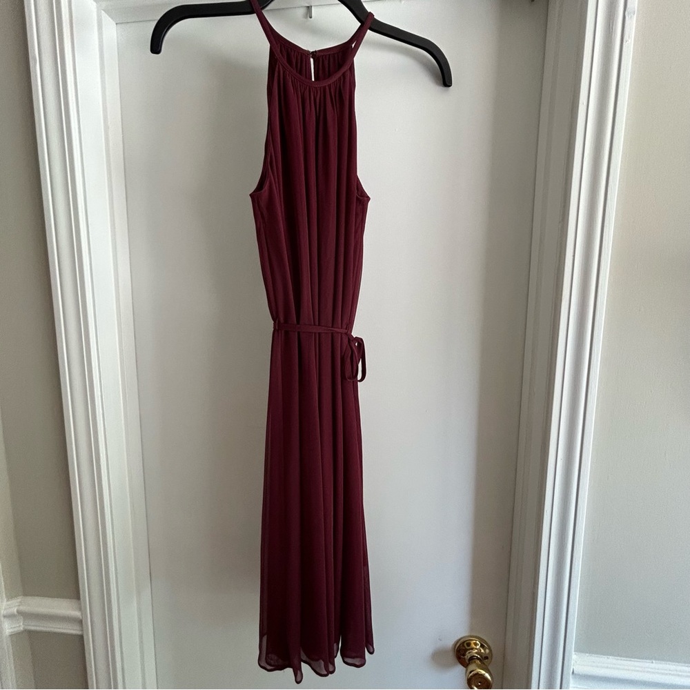 David’s Bridal Wine Bridesmaid Dress